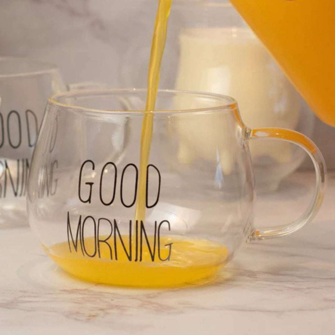 Kit 2 Canecas Good Morning de Vidro 380ml