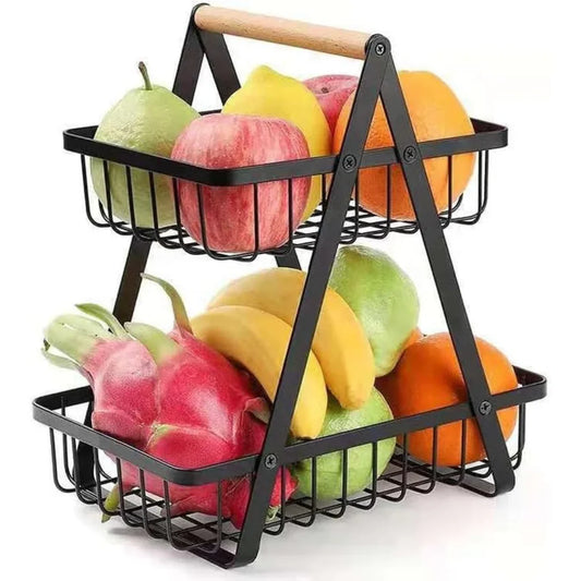 Fruteira De Mesa Dois Andares de Metal Aramada Style