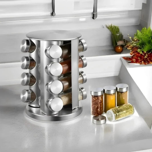 Porta Tempero Inox 16 Potes Giratório Spice360