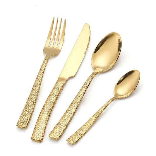 Jogo de Talheres Dourado 20 peças de Aço Inoxidável Gold Premium