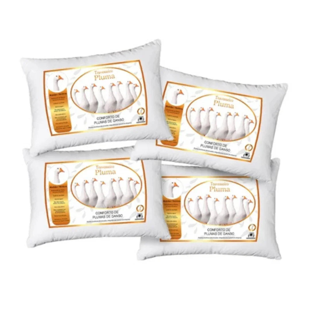 Kit 04 travesseiros de Penas e Plumas de Ganso Comfort Plus