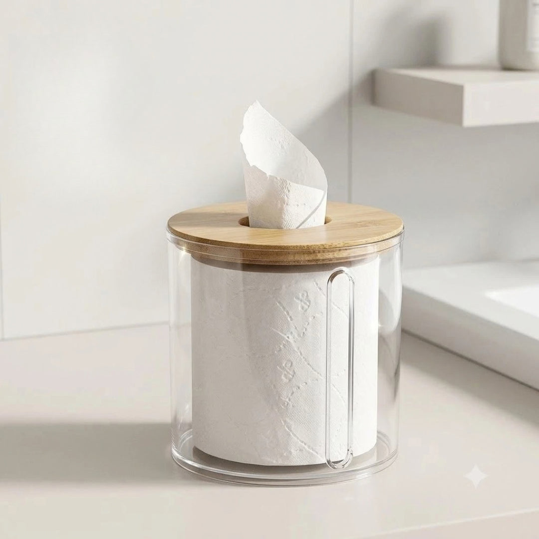 Porta Papel Higiênico com Tampa de Bambu BambooDecor
