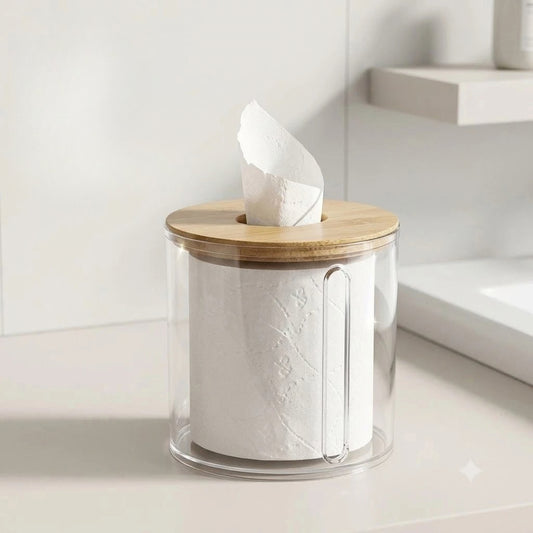 Porta Papel Higiênico com Tampa de Bambu BambooDecor