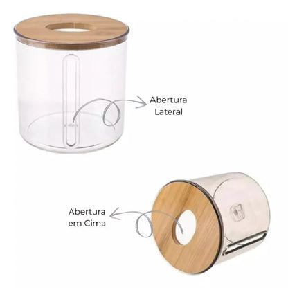 Porta Papel Higiênico com Tampa de Bambu BambooDecor