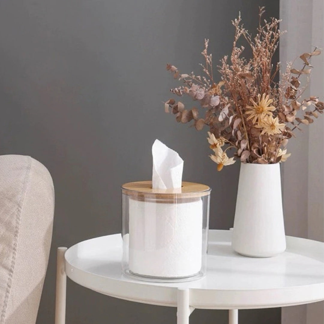 Porta Papel Higiênico com Tampa de Bambu BambooDecor